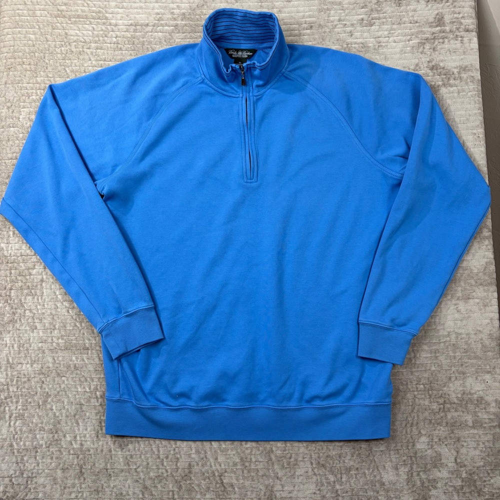 Brooks Brothers Country Club Mens XL Blue Supima Cotton 1/4 Zip Pullover Sweater